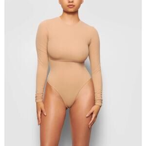 SKIMS Tan Long Sleeve Bodysuit